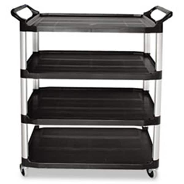 Rcp Open Sided Utility Cart 4-Shelf 40-5/8W X 20D X 51H Black 409600BLA - main
